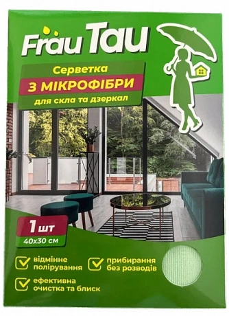 Серветка з мікрофібри для скла, дзеркал та глянцю Frau Tau, 1 шт. - 60 - Molodo