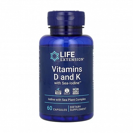 Vitamins D and K with Sea-Iodine™ - 60 caps (Вітамін D і K з морським йодом) - 64 - Molodo