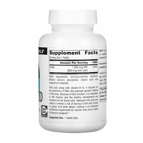Folic Acid 800 mcg - 200 tabs (Source Naturals Фолієва кислота у таблетках) - 67 - Molodo