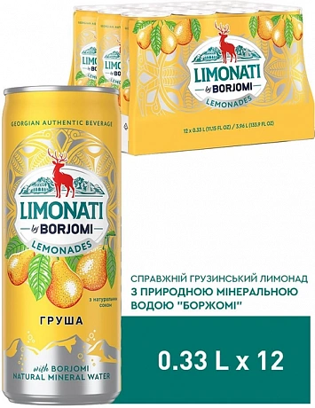 Лимонад Borjomi Limonati Груша алюминиевая банка 0.33 л * 12 шт - 61 - Molodo