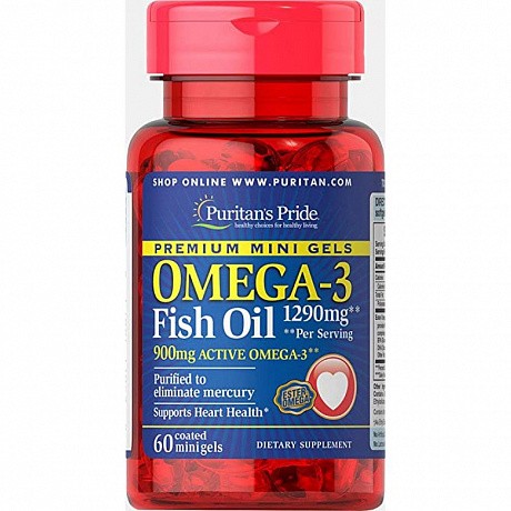 Omega-3 Fish Oil 1290 mg Mini Gels (900 mg Active Omega-3) - 60 softgels (Омега-3)) - 64 - Molodo