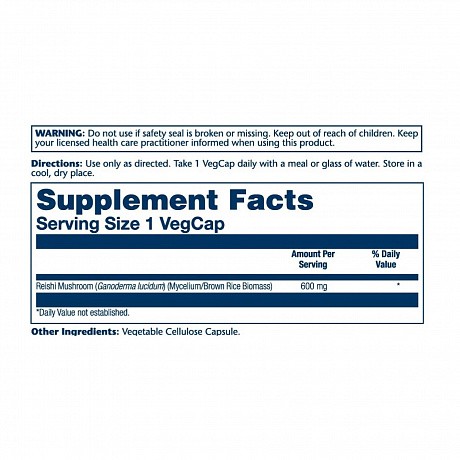 Reishi Mushroom 600mg - 100 veg caps (Гриб рейші) - 65 - Molodo