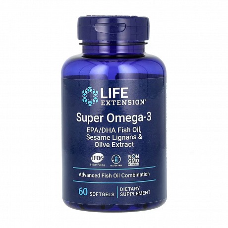 Super Omega-3 EPA/DHA Fish Oil Sesame Lignans & Olive Extract - 60 softgels (Омега-3) - 66 - Molodo