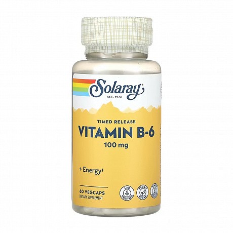 Vitamin B-6 Timed-Release 100mg - 60 vcaps (Вітамін Б6 Solaray) - 65 - Molodo