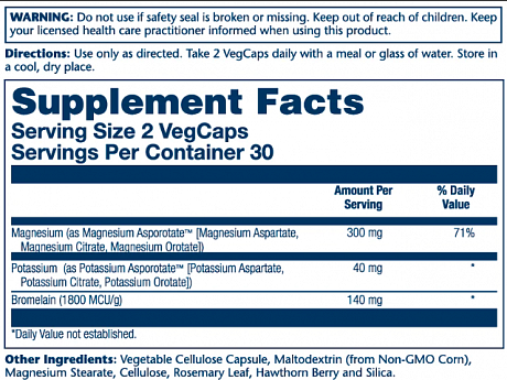 Magnesium & Potassium Asporotate - 60 vcaps (Магнію та калію Аспоротат з бромелайном) - 65 - Molodo