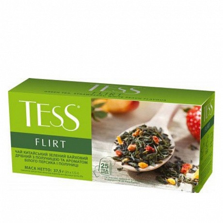 Чай зеленый TESS Flirt с ароматом белого персика и клубники (25 пак.) - 58 - Molodo
