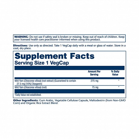 Wild Yam Root Extract 275mg - 60 veg caps (Дикий ямс) - 64 - Molodo