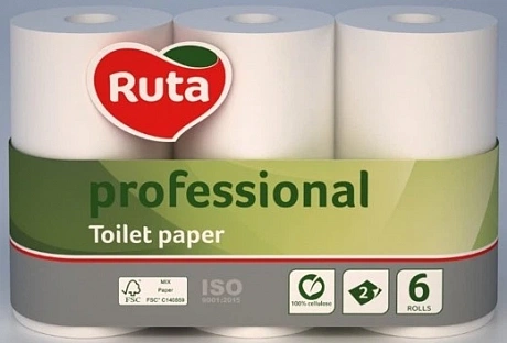 Папір туалетний Ruta Professional 6 рулонів, 50 метрів, 2 шари, білий - 60 - Molodo