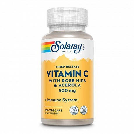 Vitamin C with Rose Hips & Acerola, Timed Release 500mg - 100 veg caps (Вітамін С) - 64 - Molodo