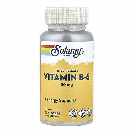 Vitamin B-6 Timed-Release 50mg - 60 vcaps (Вітаміни Solaray B-6) - 65 - Molodo