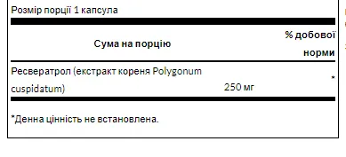 Resveratrol 250mg - 30caps (Swanson ресвератрол 250 мг, 30 капсул) - 67 - Molodo