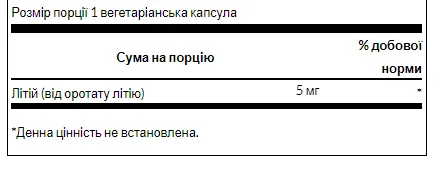 Lithium Orotate 5mg - 60 veg caps (Литий оротат) - 65 - Molodo