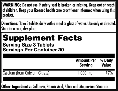 Calcium Citrate 1000mg - 90 tabs (Цитрат кальция) - 65 - Molodo