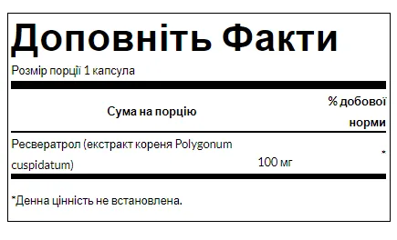 Resveratrol 100 mg - 30caps (Swanson ресвератрол 100 мг, 30 капсул) - 65 - Molodo