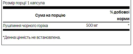Black Walnut Hulls 500mg - 60caps (Шкаралупа чорного горіха) - 64 - Molodo