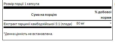 Garcinia Cambogia 5:1 Extract 80 mg - 60 Caps (Гарциния камбоджийский экстракт 5:1) - 65 - Molodo