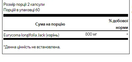 Tongkat Ali -120 veg caps (Эврикома, Тонгкат Али) - 65 - Molodo
