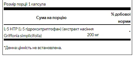 5HTP 200mg - 60caps (Swanson гидрокситриптофан 200 мг, 60 капсул) - 65 - Molodo
